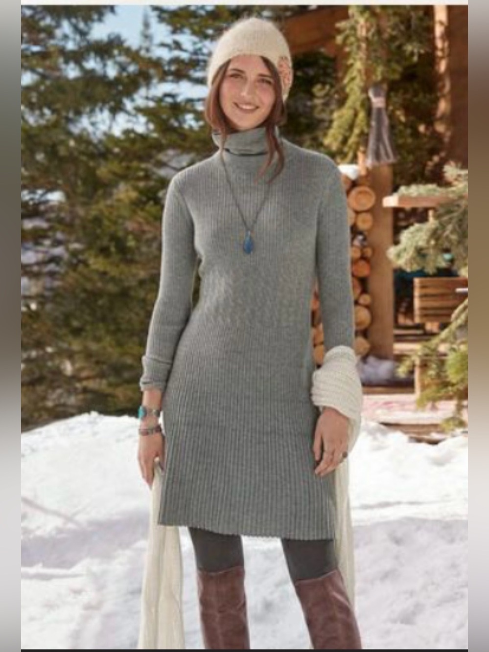 Sundance Gray Ribbed Turtleneck Sweater Dress Women’s XS XSmall